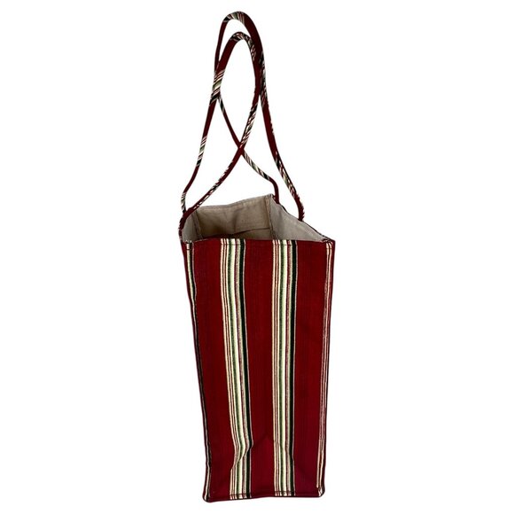 New 2005 Longaberger Basket Holiday Tote Bag Fabric Purse Stripe Embroidered VTG - Picture 5 of 9